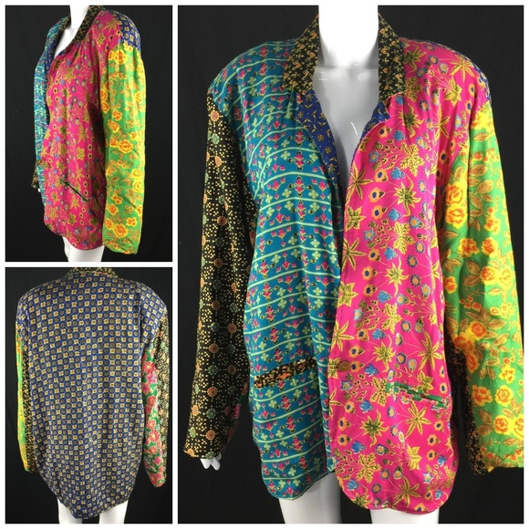Climate Jackets & Blazers - LOWEST Vintage Patchwork Art to Wear Blazer Sz M